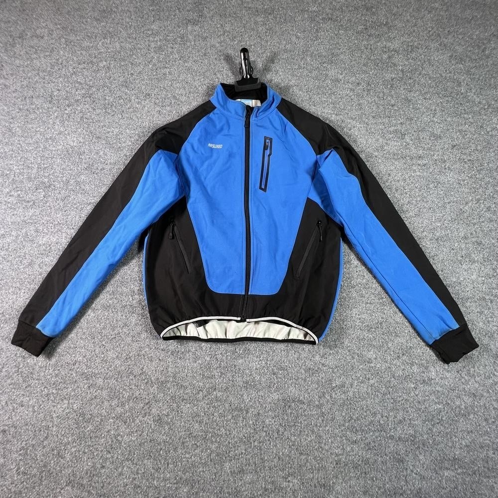 Arsuxeo Cycling Jacket Men's L Blue Polyester Fleece-Lined Streetwear Full-Zip